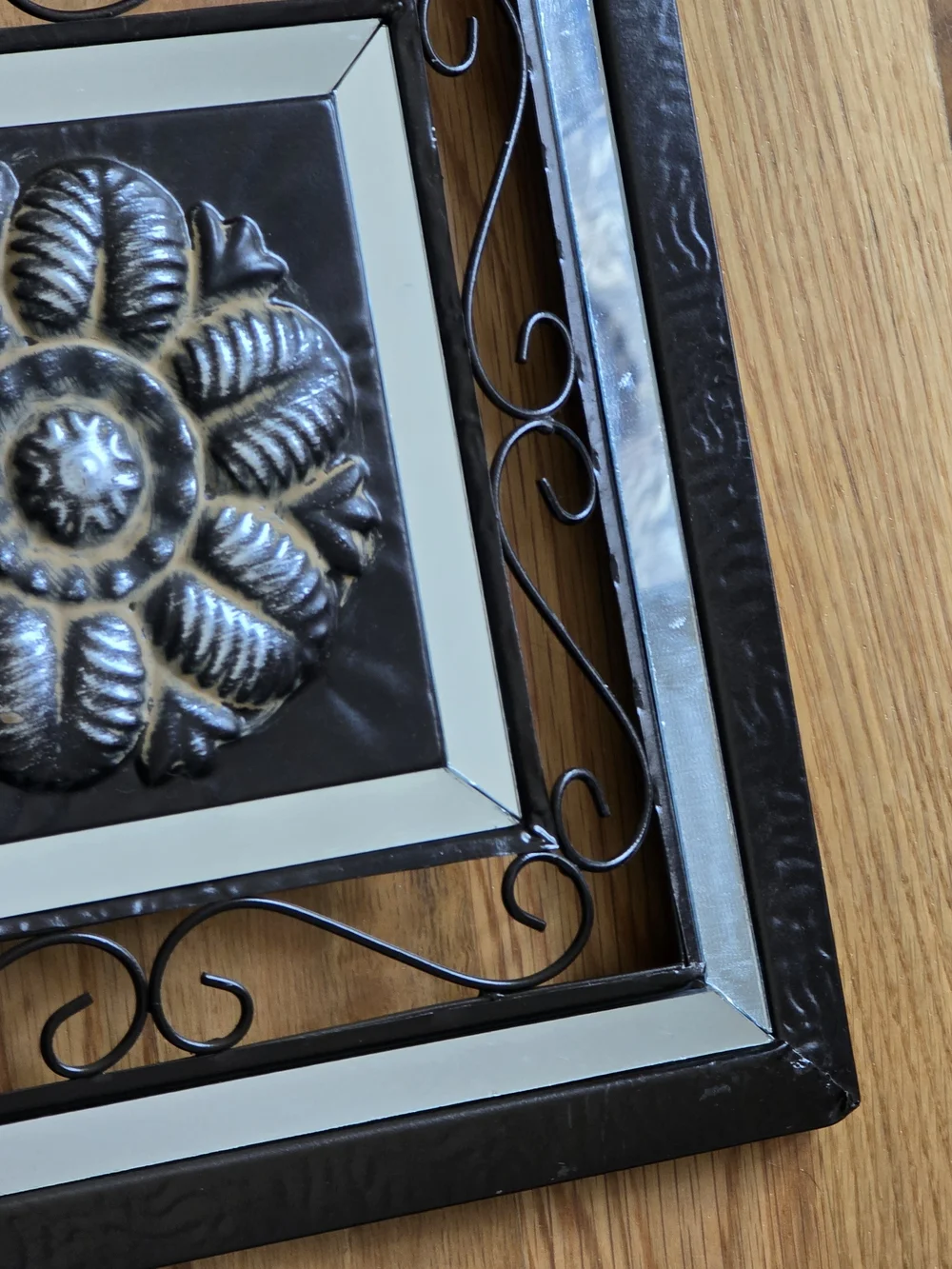Black Metal & Mirror 14x14 Wall Art